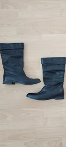 Mädchen Damen Leder Stiefel Gr.36 schwarz leicht gefüttert - Bild 1 von 7