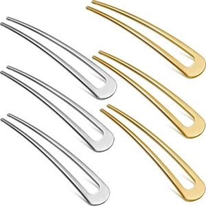 6 Pieces Simple Metal U Shaped Hairpins Hair Stick Fork Sticks French Hair Pin 2 - Picture 1 of 14