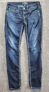Jeans plateados para mujer 28 Aiko ajustados 28x32 azul lavado oscuro denim - Imagen 1 de 14