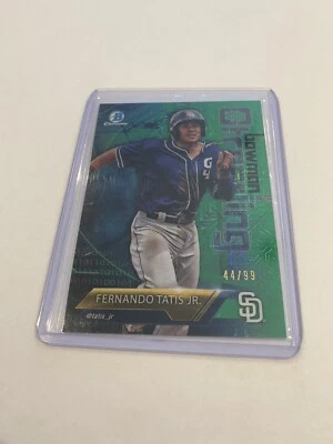 2018 BOWMAN CHROME MEGA TRENDING GREEN REFRACTOR FERNANDO TATIS JR RC /99 - Image 1 of 2