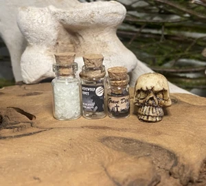 Lote de 1/12 miniatura para casa de muñecas, calavera boticario bruja, poción que brilla en la oscuridad - Imagen 1 de 10
