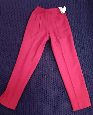 NUEVO Pantalones Jones New York Para Mujer 2P Rubí Rojo Oscuro Lana Plisado Tiro Alto Bolsillos  Foto 1 de 4