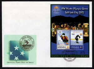 MICRONESIA, SCOTT # 502-503, FDC COVER OF WINTER OLYMPIC GAMES OF SALT LAKE CITY - Picture 1 of 1