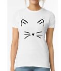 Cute Cat Face Funny T-Shirt Kitten Love Heart Party Christmas gift Women Top Tee