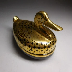 N24.506 boite coffret bijou Canard bois doré laqué art ethnique Asie Thaïlande - Imagen 1 de 22