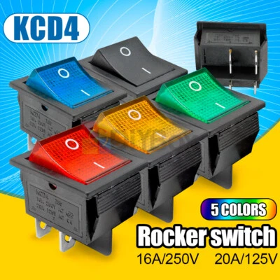 MARKENLOS KCD4 4/6PIN 16A/30A 250V 2/3 Position Rocker Boat Switch ON/OFF DPST/DPDT 25*31