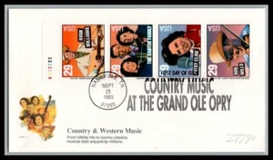 US FDC # 2775-2778a 29c American Music Fleetwood Pane A222222 1993, 9p2888 - Picture 1 of 1