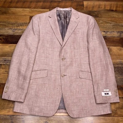 Joseph Abboud на заказ подходит льняной Sport пальто 42 длиной желтовато-коричневый елочка новый - Изображение 1 из 4