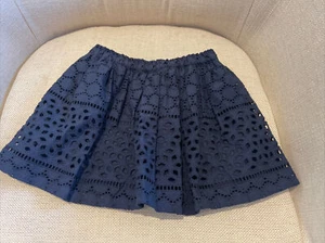 H&M Girls Lined Skirt Eyelet Crochet Flare Size 4-5y Navy Blue Cotton Blend NWOT - Picture 1 of 2