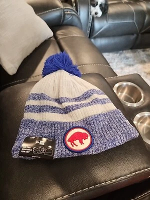 Buffalo Bills New Era Patch Grey Cuffed Pom Knit Beanie NFL NWT OSFA - Image 1 of 4