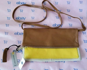 Gap Leather Foldover Crossbody Clutch, Handbag, Cognac Multicolor, NWT - Picture 1 of 11