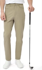 Meloo Golf Dress Pants Men - Size Small Khaki Flat Front Slim Fit Stretch Casual - Picture 1 of 12