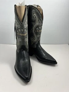 El Presidente Black Lizard Boots- Size US 7 Wide (C,D) - Picture 1 of 11