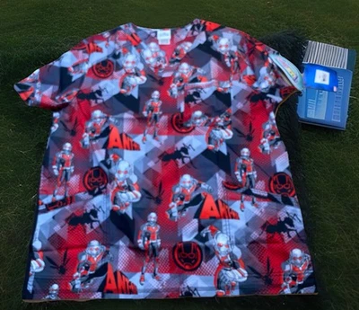 Avengers XL Ant-Man Cherokee Scrubs Tooniforms Marvel Unisex V-Neck Top - Image 1 of 4