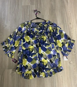 Alfani Abstract Print Short Sleeve Scoop Neck Top Blouse Multicolor Women's 8 - Bild 1 von 3