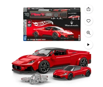 Mattel Hot Wheels Brick Shop Maserati MC20 Supercar Kit 250 Pcs NEW - Image 1 of 2