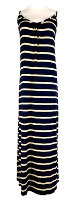 Vestido Finn & Clover Mujer Talla L Maxi Rayas Azul Beige Ligero Suave Foto 1 de 4