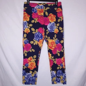 Soft Surroundings Pants Womens Medium Blue Floral Pull On Ankle - Picture 1 of 4