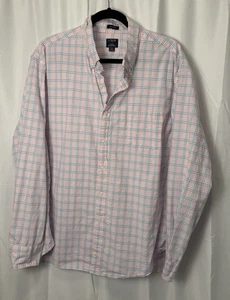 Herren J Crew 2XL rosa blau kariert Flex Washed klassisch Knopfleiste Hemd - Bild 1 von 3