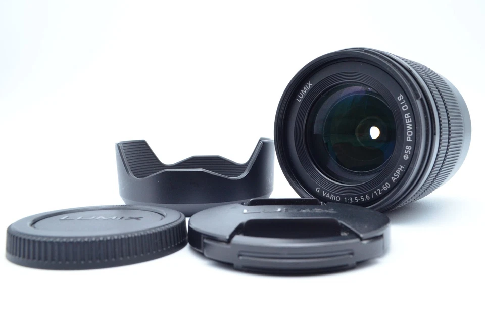 【MINT】Panasonic Lumix H-FS12060 12-60mm f/3.5-5.6 Lens w/Hood Caps Japan - Image 1 of 4