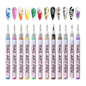 Juego de bolígrafos para arte en uñas de 12 colores arte en uñas graffiti bolígrafo hágalo usted mismo con pintura en uñas Y9D4 - Imagen 1 de 12