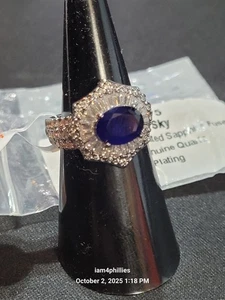 Bomb Party September 2025 Ring RG86975 “Sugar & Sky” Sapphire Hematite Size 6 - Picture 1 of 4