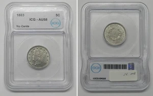 1883 NC Liberty Nickel 5c, ICG AU58 #9504 - Picture 1 of 1