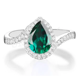 585er Weißgold 1,40Kt 100% Natürlich Grun Smaragd IGI Zertifiziert Diamant Ring - Bild 1 von 1