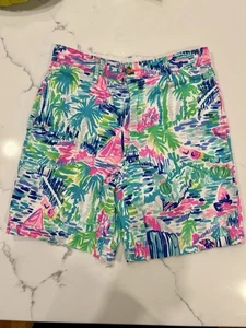Lilly Pulitzer Beaumont Boys 100% cotton  Bermuda Shorts Size 8 6.25 Inseam - Picture 1 of 6