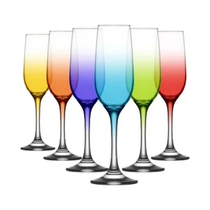 6x LAV 215ml Fame Glass Champagne Flutes Full Colour Wedding Party Glasses - Picture 1 of 6