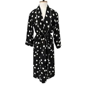 Sleepy Jones 100% Silk Robe Belted Wrap Medium Black Polka Dot Quiet Luxury - Picture 1 of 7