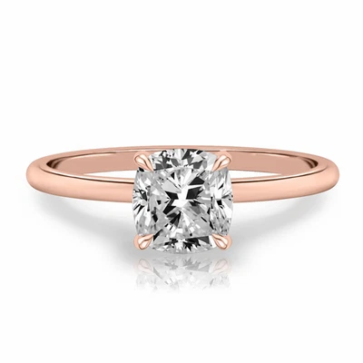 Diamond 18k Gold Engagement Ring Rose Lab Grown Cushion 1 Carat IGI Certified - Image 1 of 4