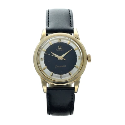 Vintage Omega Seamaster 1624 34.5 mm 14k Gold Plated Leather Bumper Auto Watch - Image 1 of 4