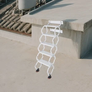 5 Steps Wall Mounted Attic Ladder Pull Down Telescoping Step Ladder white - Picture 1 of 18