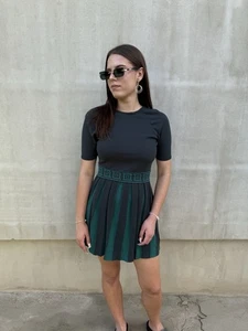 Versace Collection Women Dress Green Pleated Mini G35100 Italy Size 40 S - Picture 1 of 24