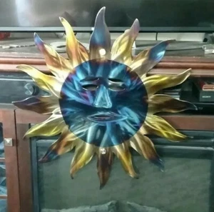 metal wall art sun with moon Wall Decor hallway garage Garden patio art decor  - Picture 1 of 3