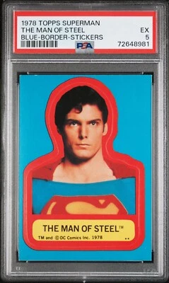 1978 Topps Superman The Movie Stickers Superman Man of Steel PSA 5 - Image 1 of 2