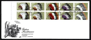 USA, SCOTT # 2501-2505, ARTCRAFT FDC COVER OF 1990 INDIAN HEADDRESSES BOOKLET - Picture 1 of 1