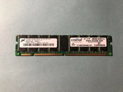 Micron Crucial 128 MB 100MHz SDRAM CL2 ECC MT9LSDT1672AG-10EG3 CT16M72S4D8E.9LT - Image 1 of 2