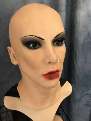 Maske SCARLETT +PIERCING +WIMPERN Echtes SCHAUMLATEX! Gummi Frau Crossdresser - Bild 1 von 4