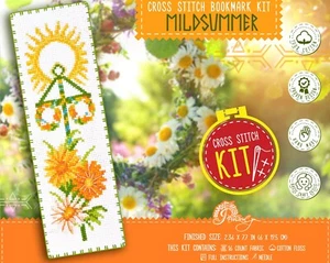 Midsummer - Pagan Holiday cross stitch kit - Bookmark embroidery kit for Adults - Picture 1 of 9