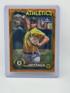 2024 Topps Pro Debut Chrome Nathan Dettmer Orange Lava Refractor /25 Athletics - Bild 1 von 2