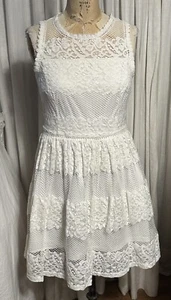 altar'd state Womens White Lace Sleeveless Fit/Flare Dress Sz M Pre-owned  - Picture 1 of 12