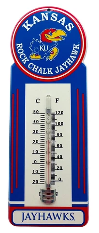 Kansas Jayhawks 12” Glass Thermometer by Hanna’s Handiworks-New Cover
