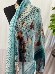 Elegant Pleated Designer Scarf with Alluring Floral Print for Stylish Outfits in - Picture 1 of 7