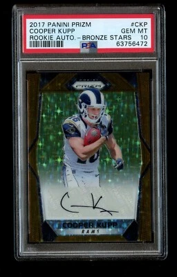 2017 Panini Prizm Cooper Kupp Rookie Auto Bronze Stars SP RC CKP PSA 10 Gem Mint - Image 1 of 2