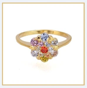 ANILLO EN ORO AMARILLO Y PIEDRAS CIRCONIO EN COLORES DEL ARCO IRIS - Imagen 1 de 1