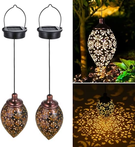 Hanging Solar Lights Solar Lantern LED Garden Lights Metal Lamp Waterproof for O - Picture 1 of 7