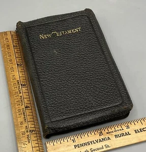 Vtg The New Testament 1923 Pocket Size American Bible Society Black Leather - Picture 1 of 8