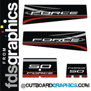 Mercury Force 50hp outboard decals/sticker kit - black design - Picture 1 of 1